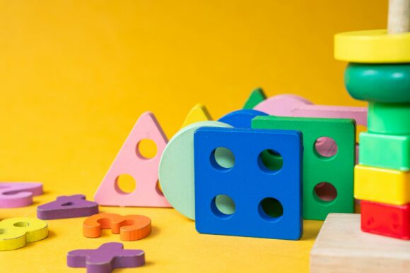 Colorful Wooden Geometric Shapes for Kids