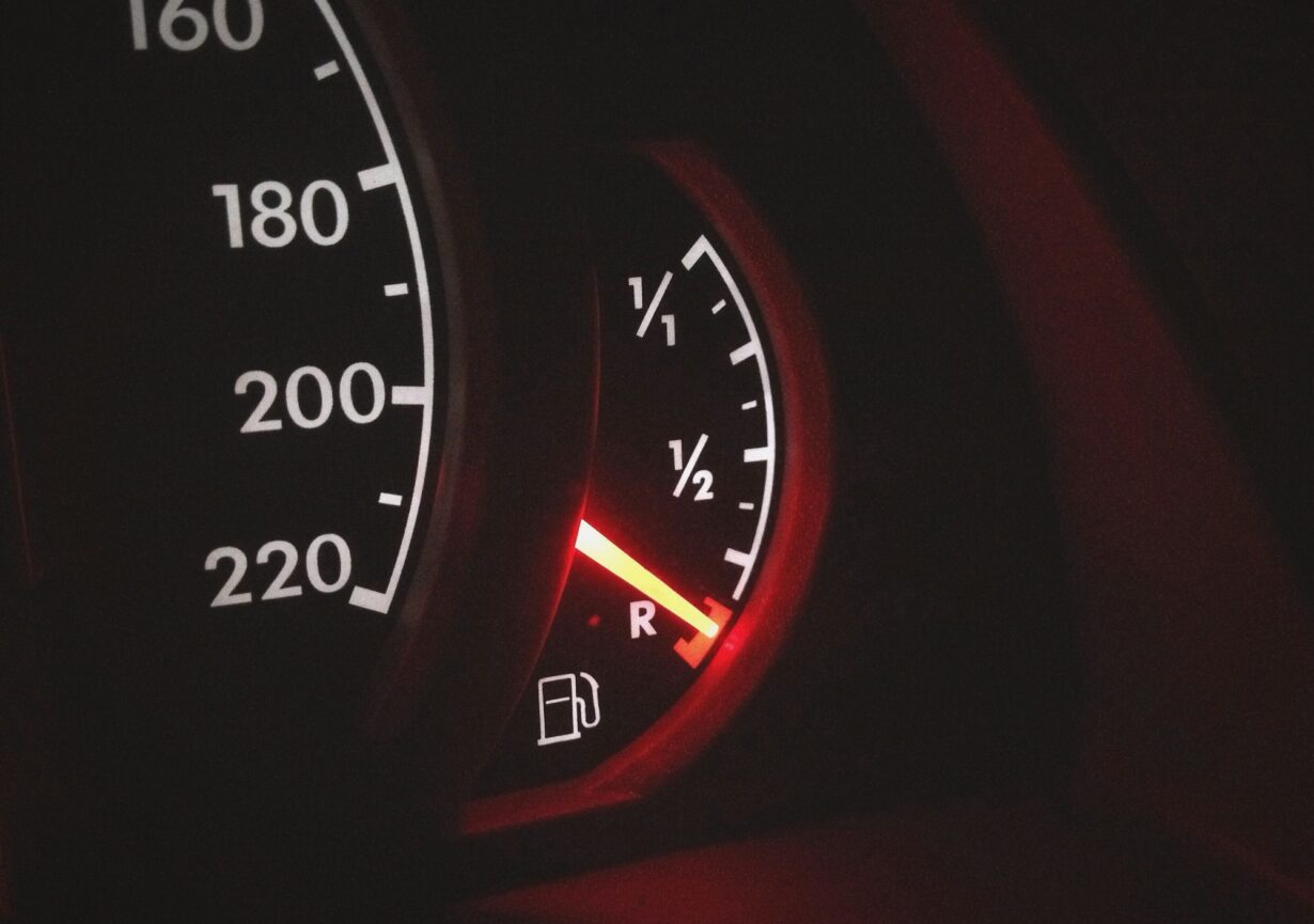 Low fuel level in car