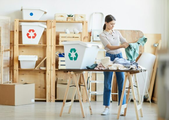 Woman sorting the clothes